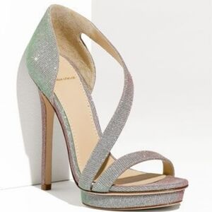 Brian Atwood Consort Platform Heel Sandals Shimmer Irridescent Size 8